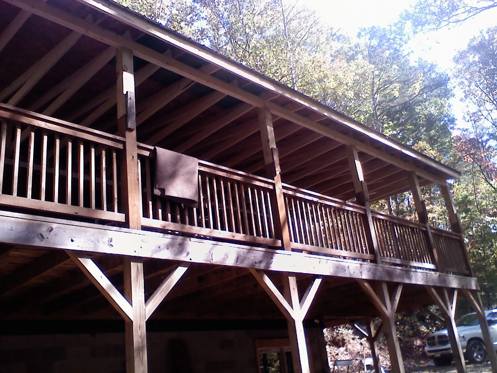 Timber framing under a new elevated porch and deck — Roof Leak Repair in Caseyville by Roofing Brothers